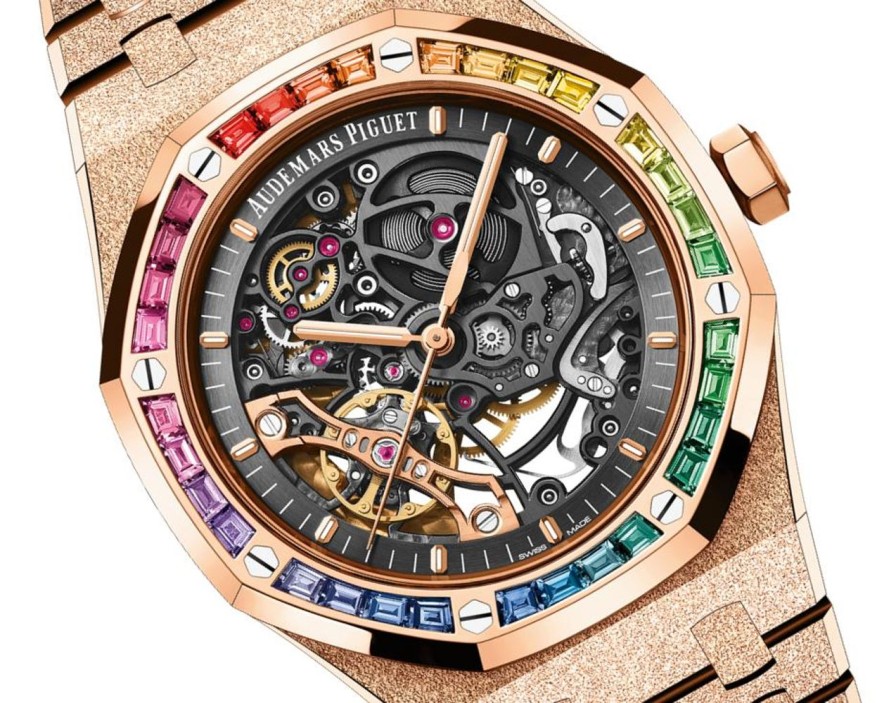 Orologi Audemars Piguet Doppio Bilanciere Royal Oak In Oro Satinato Traforato Oro Rosa 18 Carati