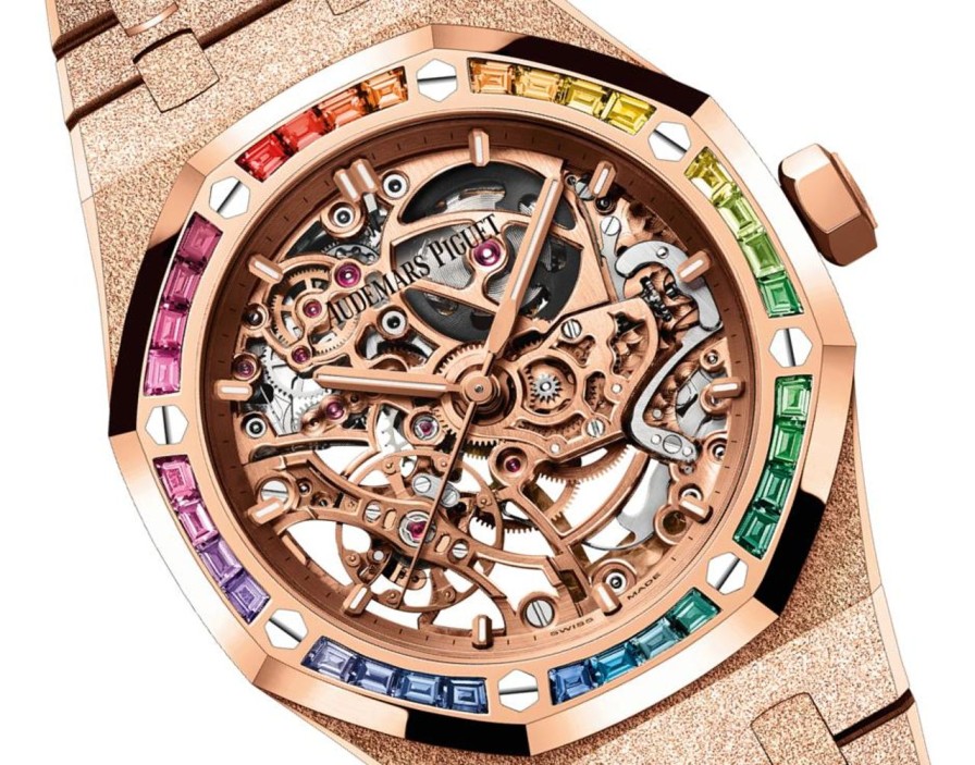 Orologi Audemars Piguet Doppio Bilanciere Royal Oak In Oro Satinato Traforato Oro Rosa 18 Carati